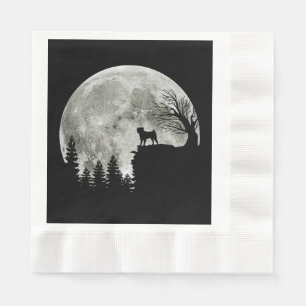Servilleta De Papel Lugar de Pug en la Luna de Halloween