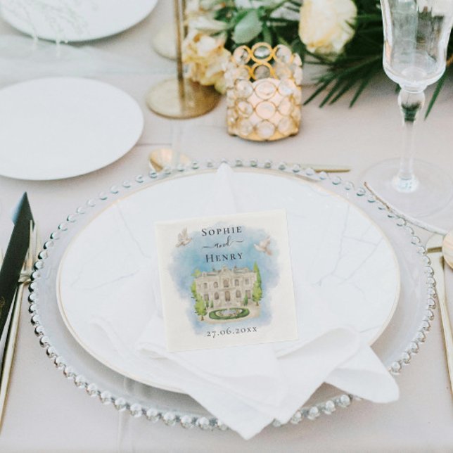 Servilleta De Papel Lugar elegante | palomas florales Boda Lujo (Subido por el creador)