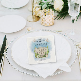 Servilleta De Papel Lugar elegante | palomas florales Boda Lujo