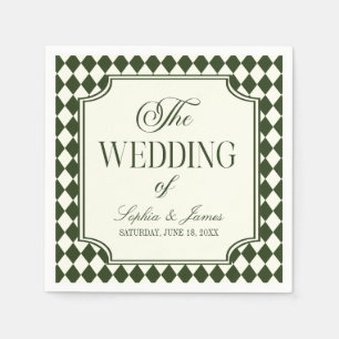 Servilleta De Papel Lujo Antiguo Dinero Verde Oliva Marfil Boda Vintag