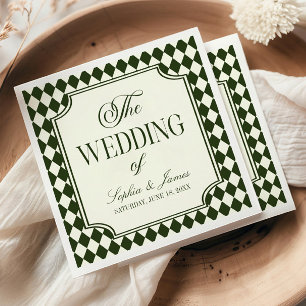 Servilleta De Papel Lujo Antiguo Dinero Verde Oliva Marfil Boda Vintag