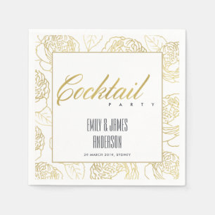 SERVILLETA DE PAPEL LUJO FALSO ORO ELEGANTE ROSA FLORAL FIESTA DE COCT