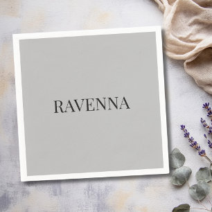Servilleta De Papel Lujo Greige Serif Nombre Personalizado Hecho a Med