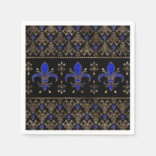 Servilleta De Papel Lujo Lapils Lazuli y dorado Fleur-de-lis ornamen