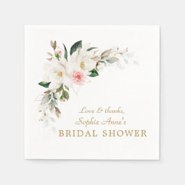 Servilleta De Papel Lujo Magnolia Blanca Pink Floral Bridal Shower