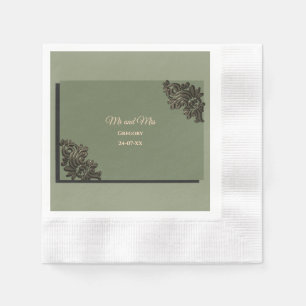 Servilleta De Papel Lujo moderno Sage verde y oro clásico metálico