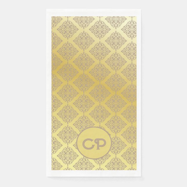Servilleta De Papel Lujo Monogramado Gold Vintage Style (Anverso)