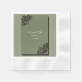 Servilleta De Papel Lujo Sage moderno verde y oro clásico metálico N