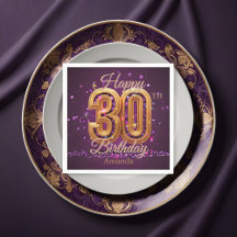 Lujoso morado y oro Gemstone 30 cumpleaños
