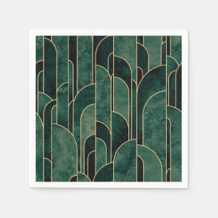 Servilleta De Papel Lujoso patrón Art Deco Verde y Oro