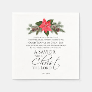Servilleta De Papel Luke 2:10-11 Navidades de Poinsettia Scripture
