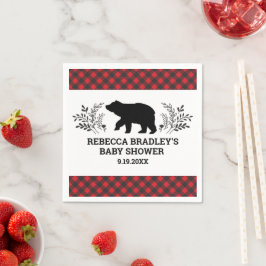 Servilleta De Papel Lumberjack Bear Baby Shower Napkin