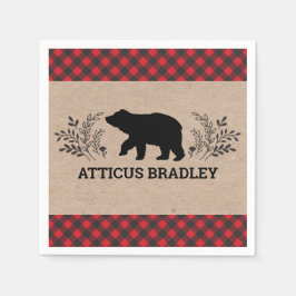 Servilleta De Papel Lumberjack Bear Baby Shower Napkin