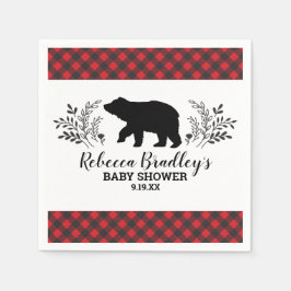 Servilleta De Papel Lumberjack Bear Baby Shower Napkin