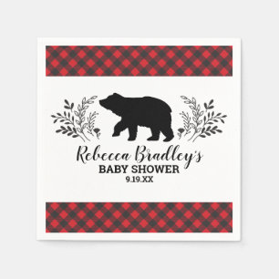 Servilleta De Papel Lumberjack Bear Baby Shower Napkin