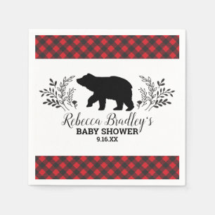 Servilleta De Papel Lumberjack Bear Buffalo Plaid Boy Baby Shower