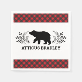Servilleta De Papel Lumberjack Bear Buffalo Tapa Baby Shower Napkin