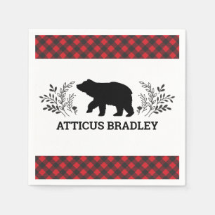 Servilleta De Papel Lumberjack Bear Buffalo Tapa Baby Shower Napkin