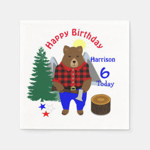 Servilleta De Papel Lumberjack Cute Oso Jugado Feliz Cumpleaños