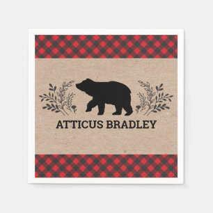 Servilleta De Papel Lumberjack Oso Baby Shower Napkin