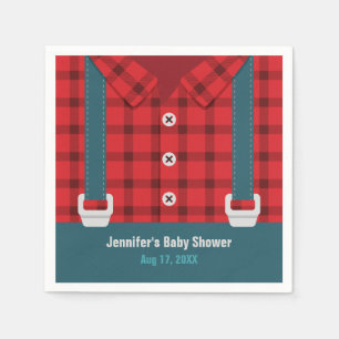 Servilleta De Papel Lumberjack Red Plaid Denim Baby Shower