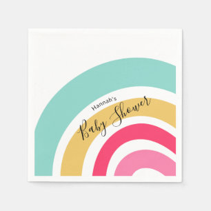 Servilleta De Papel Luminoso Baby Shower arcoiris con nombre