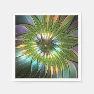 Servilleta De Papel Luminoso colorido Fantasía Flor Fractal Art