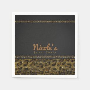 Servilleta De Papel Luminoso Leopardo con Lentejuelas Glam Chic Modern