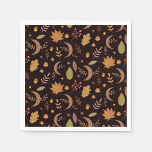 Servilleta De Papel Luna boho con patrón de hojas de otoño