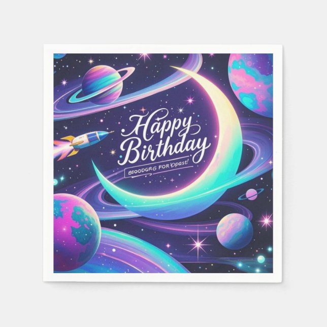 Servilleta De Papel Luna creciente, estrellas, planetas Temática de ga (Anverso)