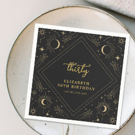 Servilleta De Papel Luna de Horóscopo Místico Negro 30 cumpleaños