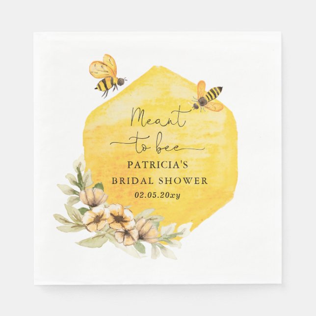Servilleta De Papel Luna de Miel Abeja Floral Despedida de Soltera (Anverso)