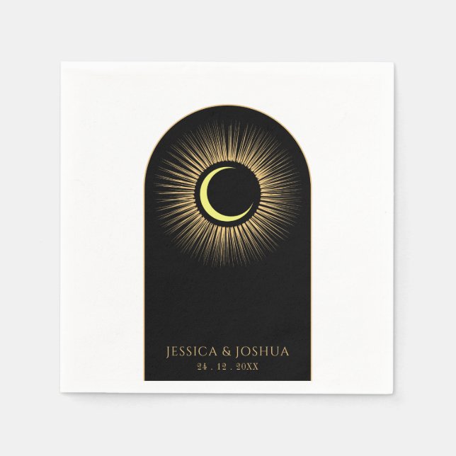 Servilleta De Papel Luna de Sol Celestial Negra Mística (Anverso)
