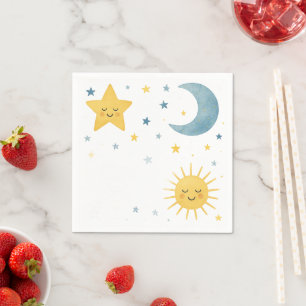 Servilleta De Papel Luna, Estrellas, Sun y Cloud Celestial Baby Shower