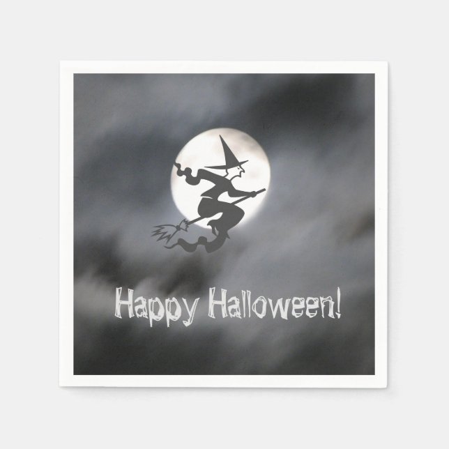 Servilleta De Papel Luna llena de bruja (Anverso)