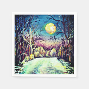 Servilleta De Papel Luna llena de invierno nocturno silencioso