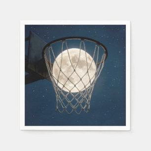 Servilleta De Papel Luna Llena En una Red de Baloncesto