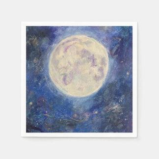 Servilleta De Papel Luna Llena Nocturna Cielo Celeste Maureen Girard U