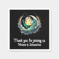 Luna lunar celeste noche estrellada verde negro