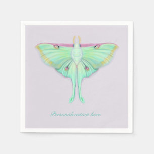 Servilleta De Papel Luna Moth con personalización en lavanda