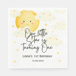 Servilleta De Papel Luna y Estrellas Primer cumpleaños