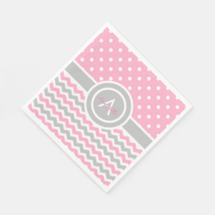 Servilleta De Papel Lunar gris rosado Chevron