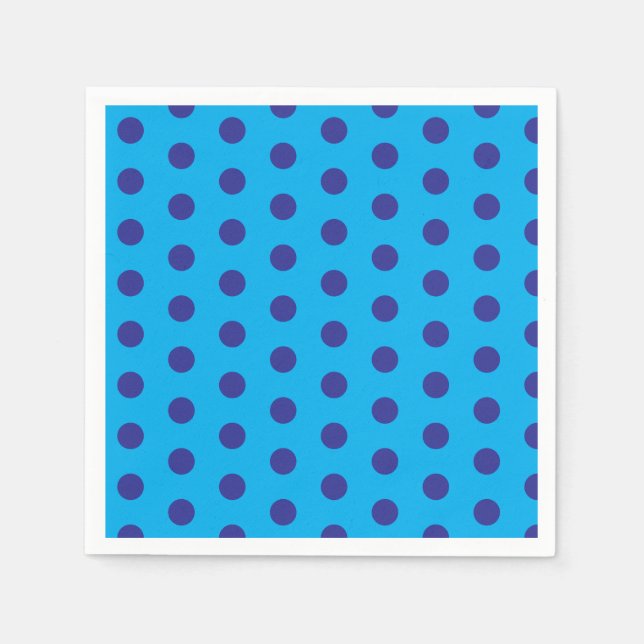 Servilleta De Papel Lunares azules sobre azul  (Anverso)