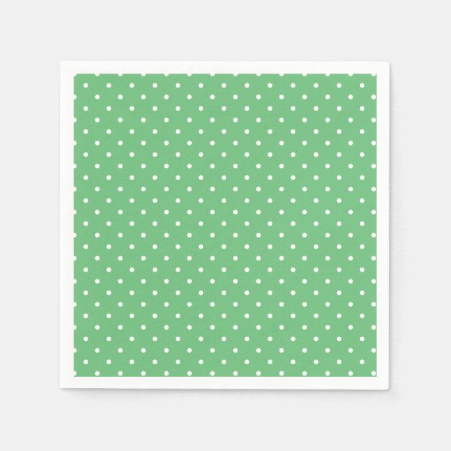 Servilleta De Papel Lunares Blancos Micros - Verde Verano (Anverso)