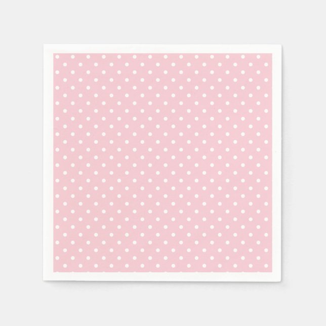 Servilleta De Papel Lunares Clásicos Blanco - Rosa (Anverso)
