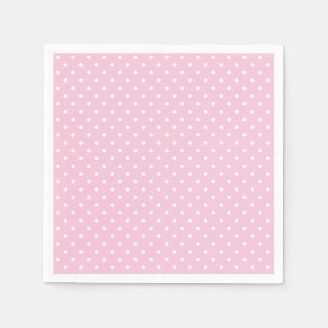 Servilleta De Papel Lunares Clásicos Blanco - Rosa Claro (Anverso)