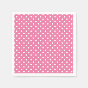Servilleta De Papel Lunares Clásicos Blanco - Rosa Fucsia