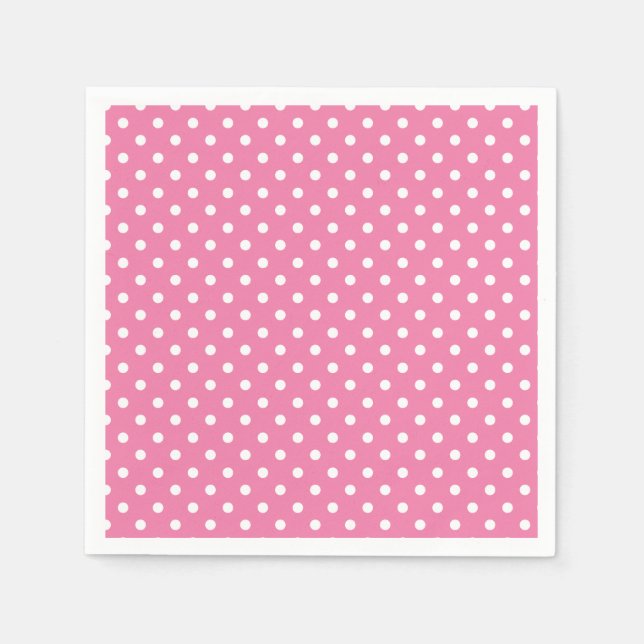 Servilleta De Papel Lunares Clásicos Blanco - Rosa Fucsia (Anverso)