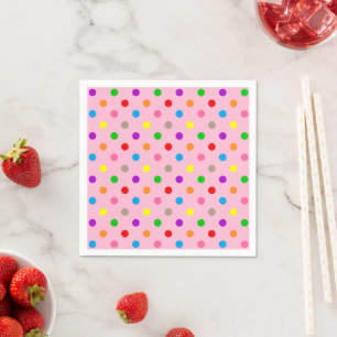 Servilleta De Papel Lunares de Arcoíris Coloridos Rosa