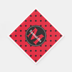 Servilleta De Papel Lunares en rojo y negro personalizados